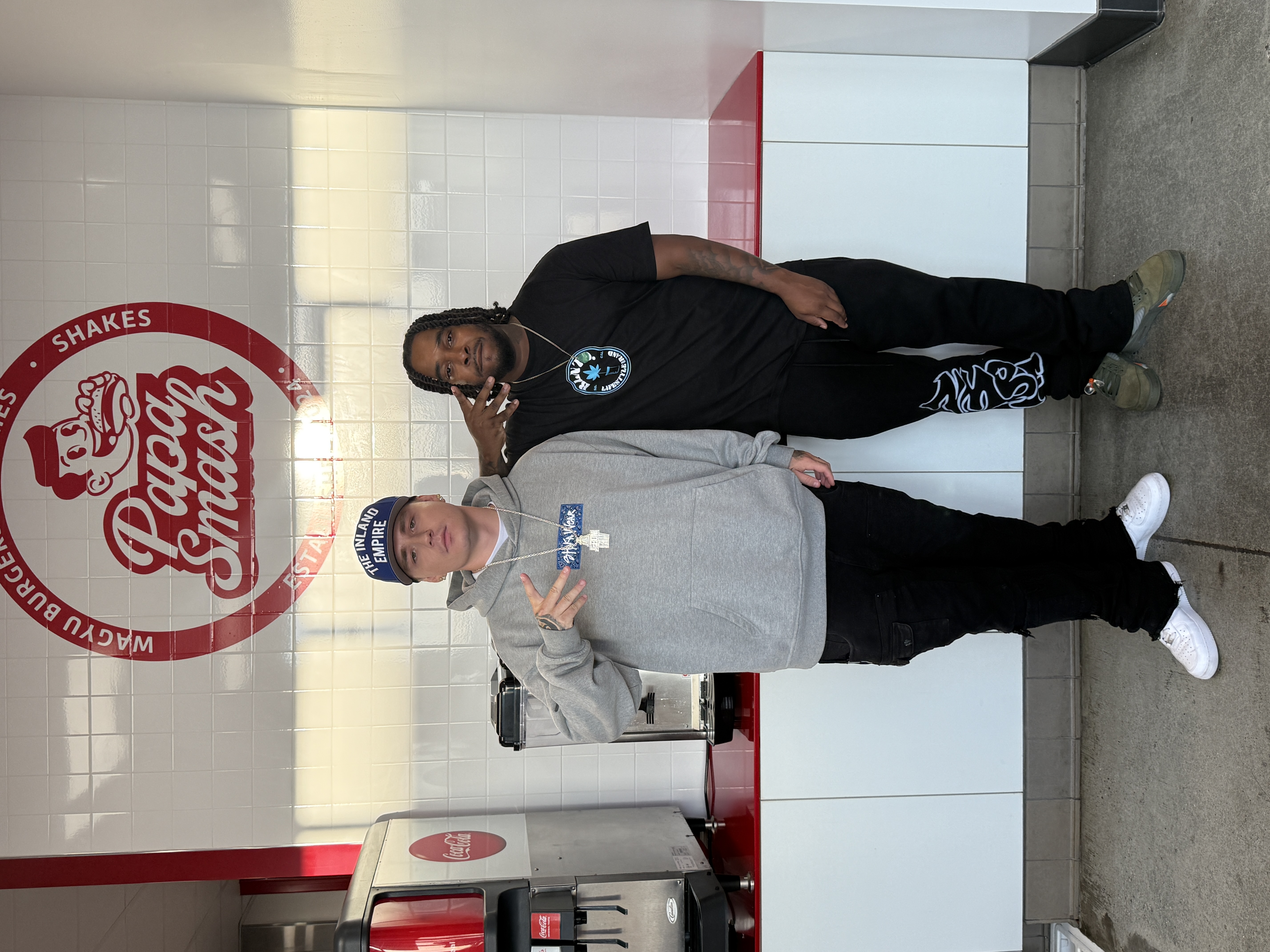 J From Riv and IE Peezy together at Papa Smash